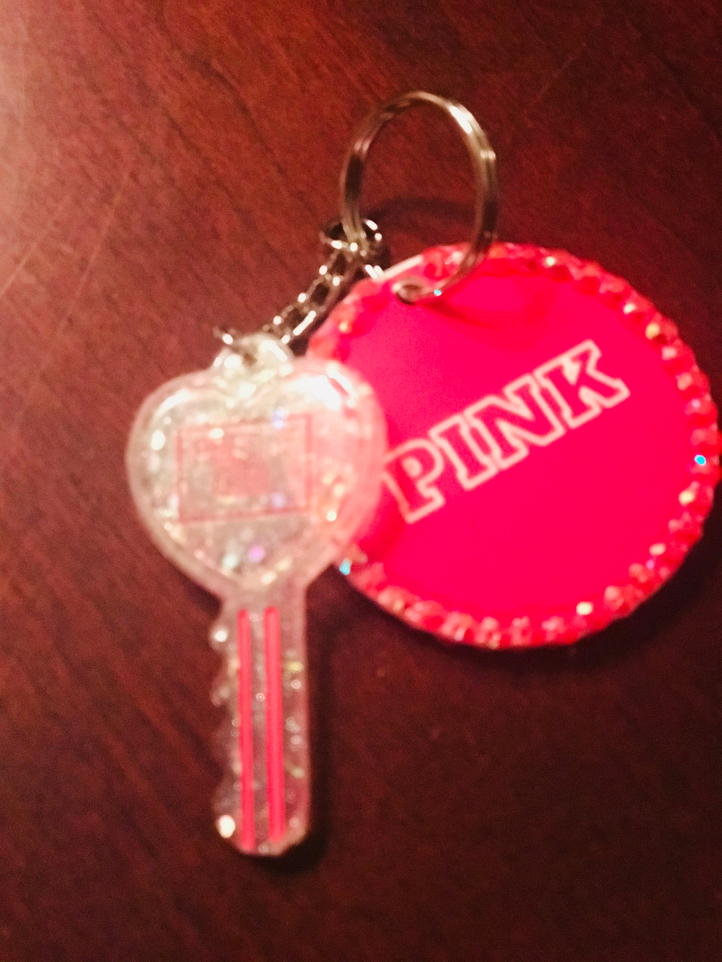 PINK Keychain with key charm